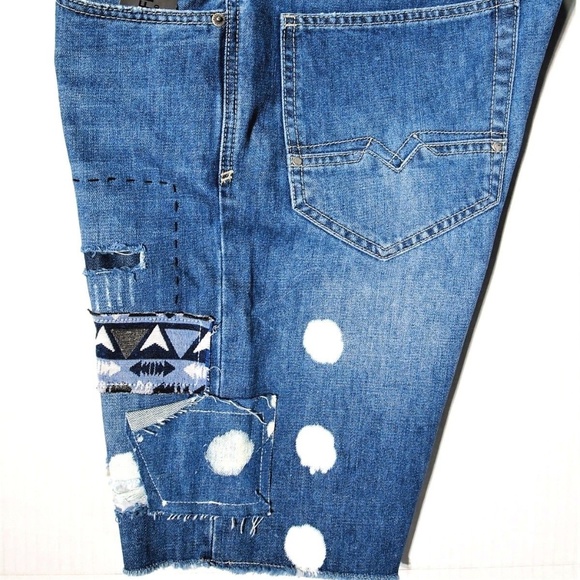 Buffalo David Bitton men's denim short riped patch - Picture 7 of 8